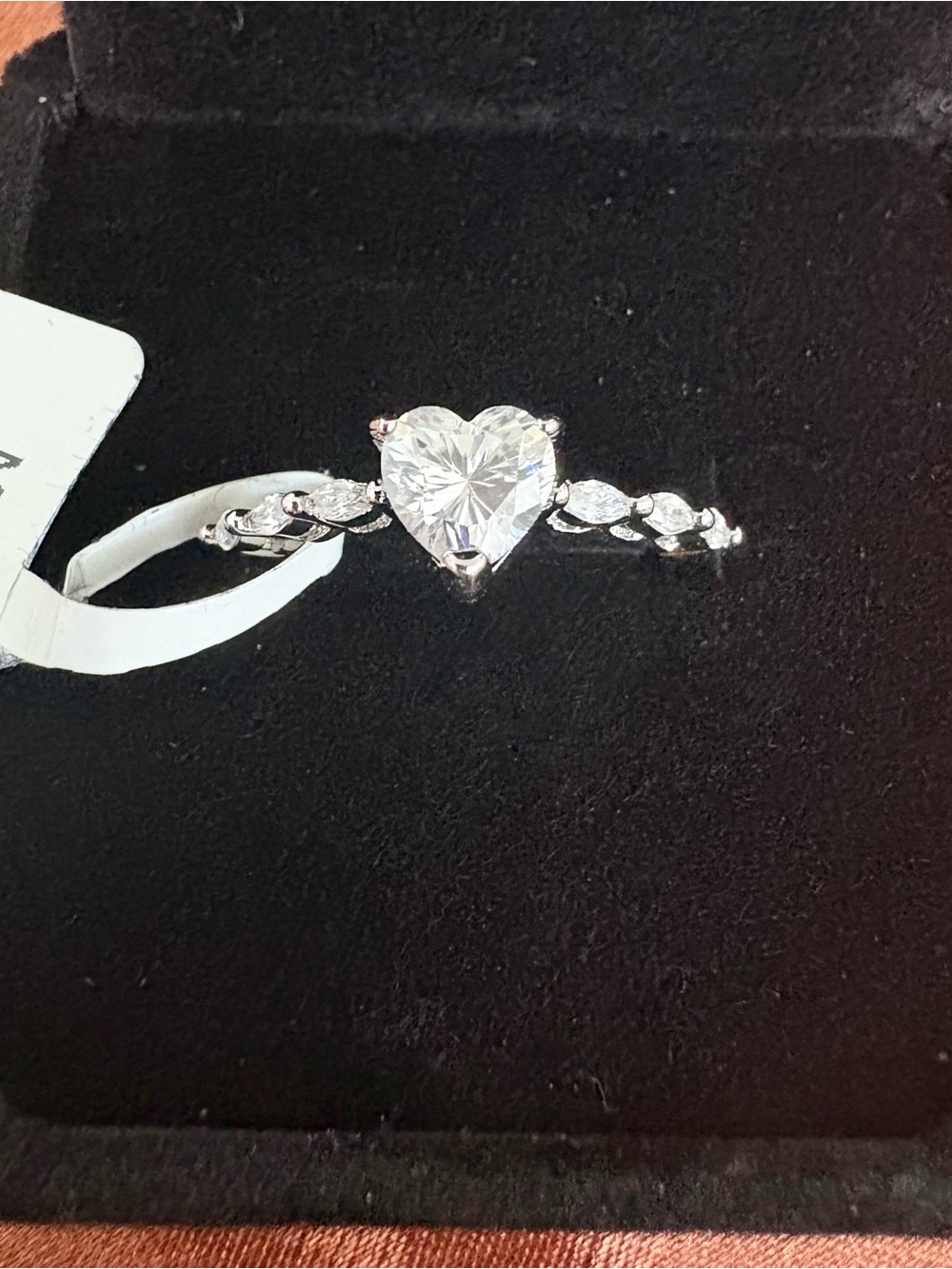 Heart Cut Moissanite Ring with Accents Size 6